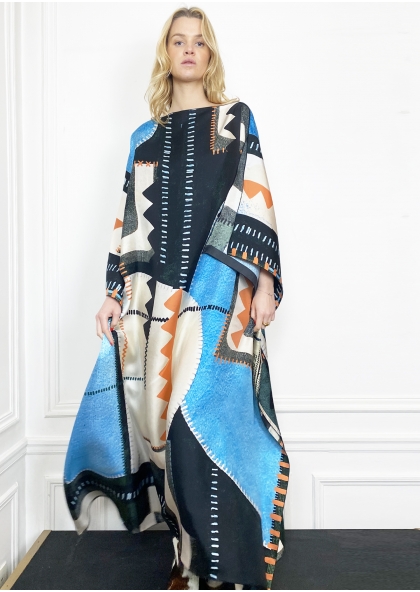 Long dress caftan Patch Blue