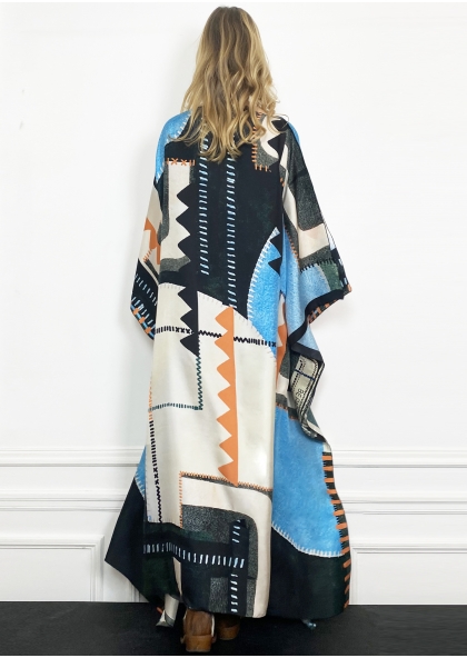 Long dress caftan Patch Blue 2