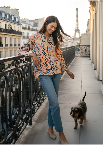 Chemise mao en soie -... 2