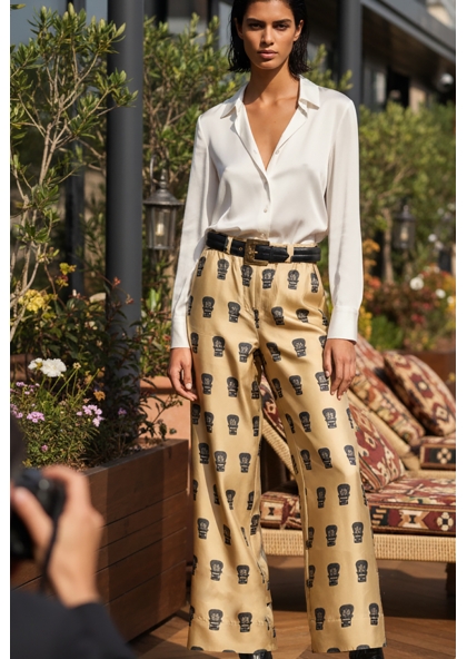 Pantalon en soie -...