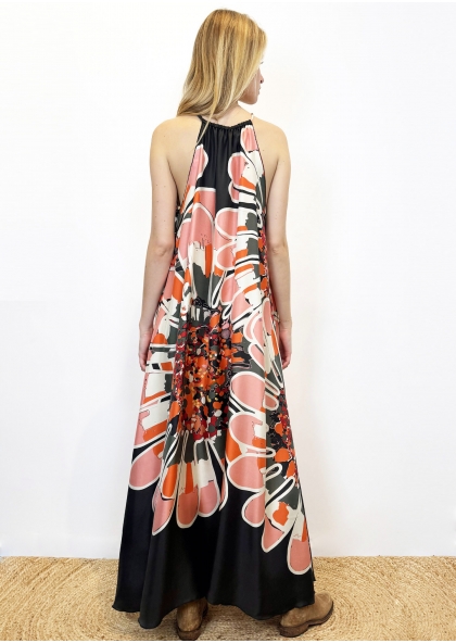 ROBE LONGUE FLEURS ROSE POUDRE 2