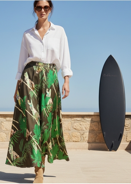 Jupe en soie - SURF CARBONE