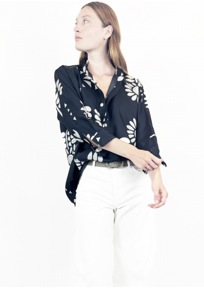 Chemise soie Flower Carbone 2