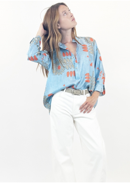 Chemise Flower Denim
