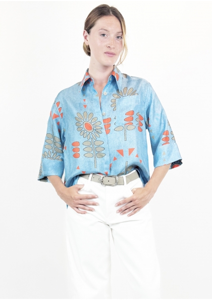 Chemise soie col 70 Flower...