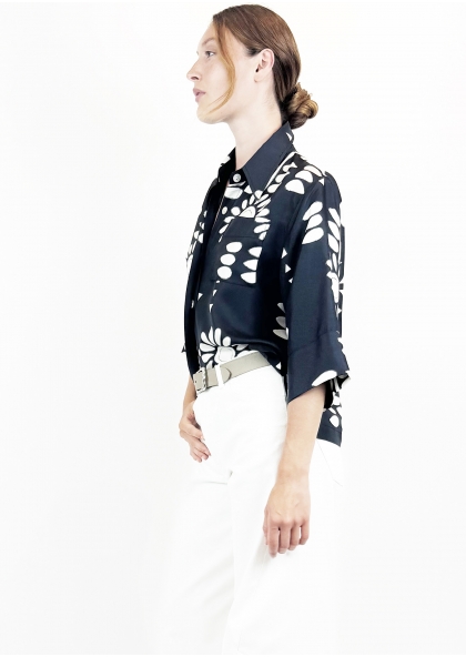 Chemise soie col 70 Flower...