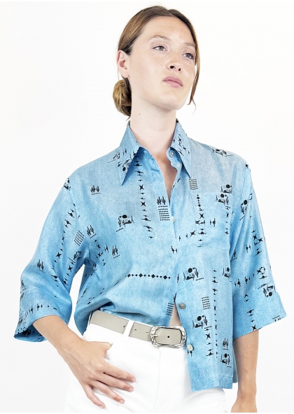 Chemise soie col 70 Blue...