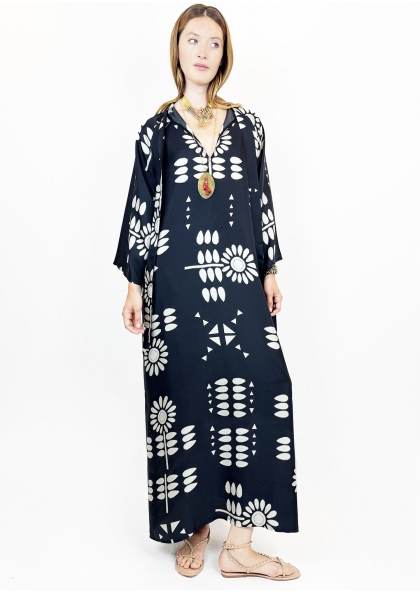 Robe Riviera Flower Carbone