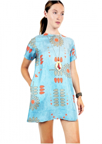 Robe Romy courte Flower denim