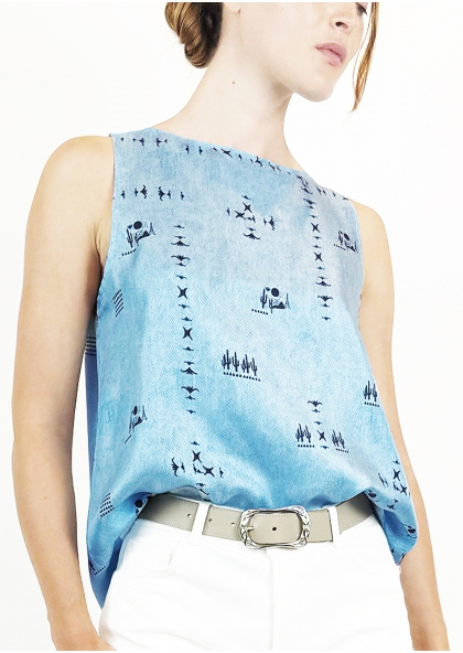 Top en soie BLUE CACTUS 2