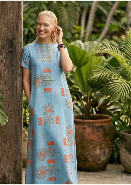 Robe Romy longue Flower Denim