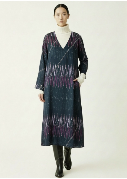 Robe longue en soie -...