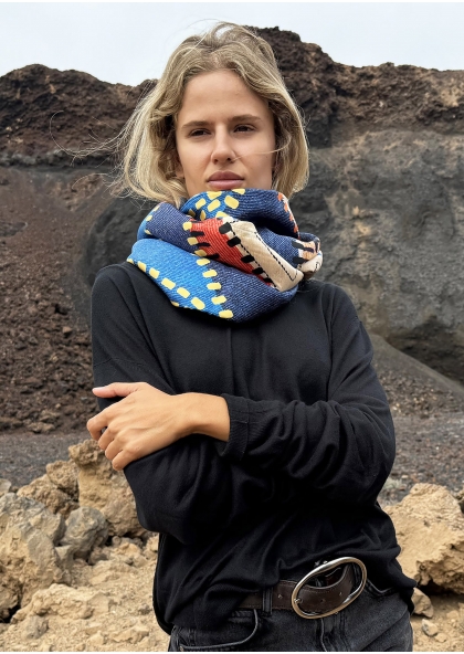 QUILTED SNOOD CANVAS BLUE
