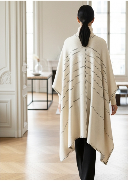 Poncho / Cardigan écru et... 2