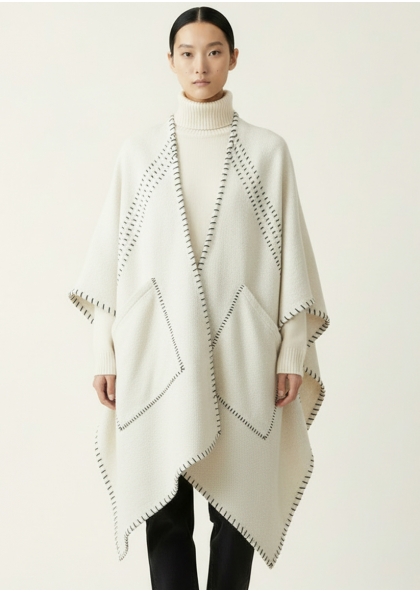 Poncho / Cardigan écru et...