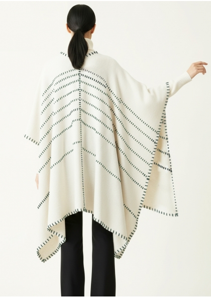 Poncho / Cardigan écru et kaki